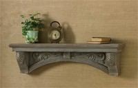 Rustic Farmhouse Vintage Inspired Wooden Mantle Shelf - Aged Gray