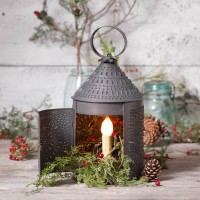 15" Fireside Pumched Tin Electric Lantern