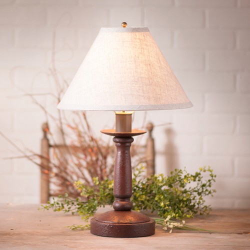 Handmade Wooden Butcher's Lamp with Ivory LinenShade