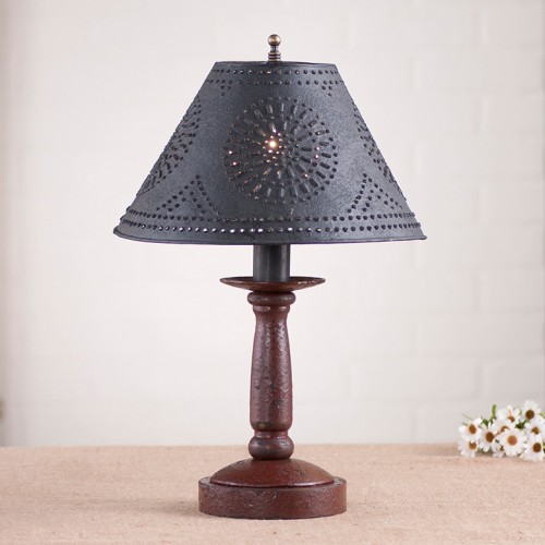 Handmade Wooden Butcher's Lamp with Punched Metal Shade