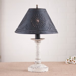 Handmade Wooden Butcher's Lamp with Punched Metal Shade