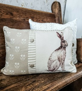 Bunny Rabbit Accent Pillow- Easter Spring Farmhouse 