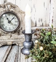 Alette Pewter Taper Candle Holder - Antique Vintage Farmhouse Inspired