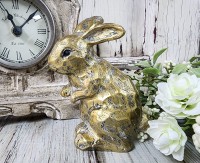 Gold Small Bunny Figurine Vintage Cottagecore Spring Summer Home  Decor