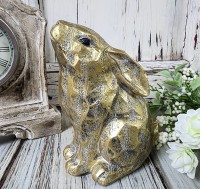 Gold Spring Sitting Bunny Figurine Vintage Cottagecore Easter Summer Home Decor