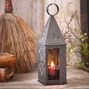 Punched Tin Steeple Candle Lantern 