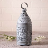Bakers Lantern Weathered Zinc Rustic Farmhouse Taper Candle Holder