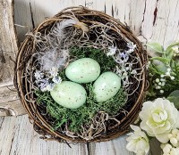 Handmade Birds Nest Eggs & Feather  Farmhouse Cottagecore Home Decor 
