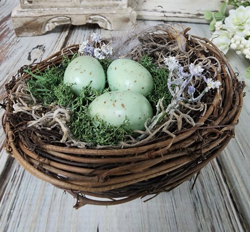 Handmade Birds Nest Eggs & Feather  Farmhouse Cottagecore Home Decor 