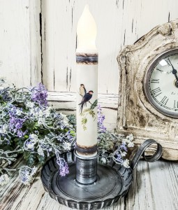 Vintage Inspired Handmade Swallow Summer Timer Taper Candle