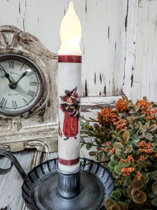 Vintage Inspired Witch / Broom Timer Taper Candle