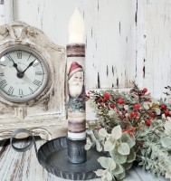 Old World Santa Handmade Timer Taper Candle