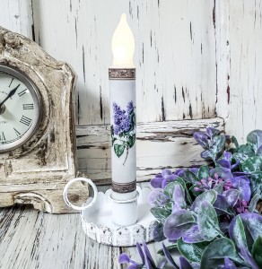 Vintage Inspired Lilac Handmade Timer Taper Candle 