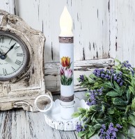 Vintage Inspired Tulip Handmade Timer Taper Candle