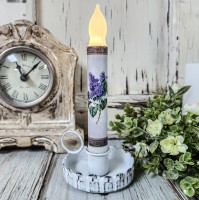 Vintage Inspired Lilac Flower Timer Taper Candle