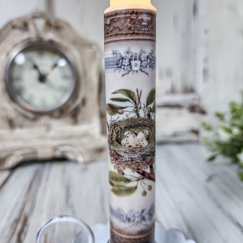 Vintage Inspired Bird Nest Timer Taper Candle