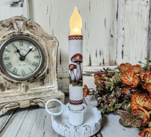 Woodland Mushroom Fall Handmade Timer Taper Candle 