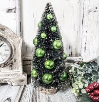 Vintage Inspired Green Ornament Bottlebrush Christmas Tree